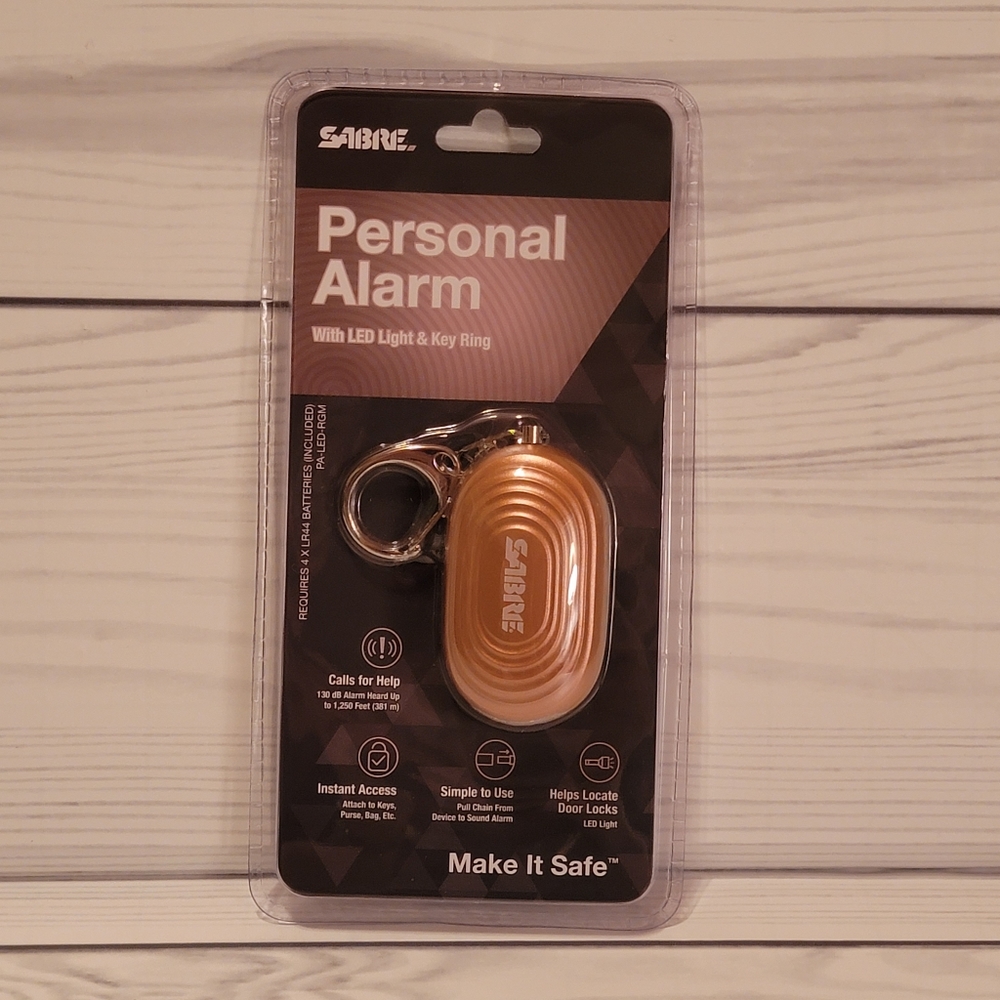 Sabre personal alarm with LED light & key ring NWT factory sealed